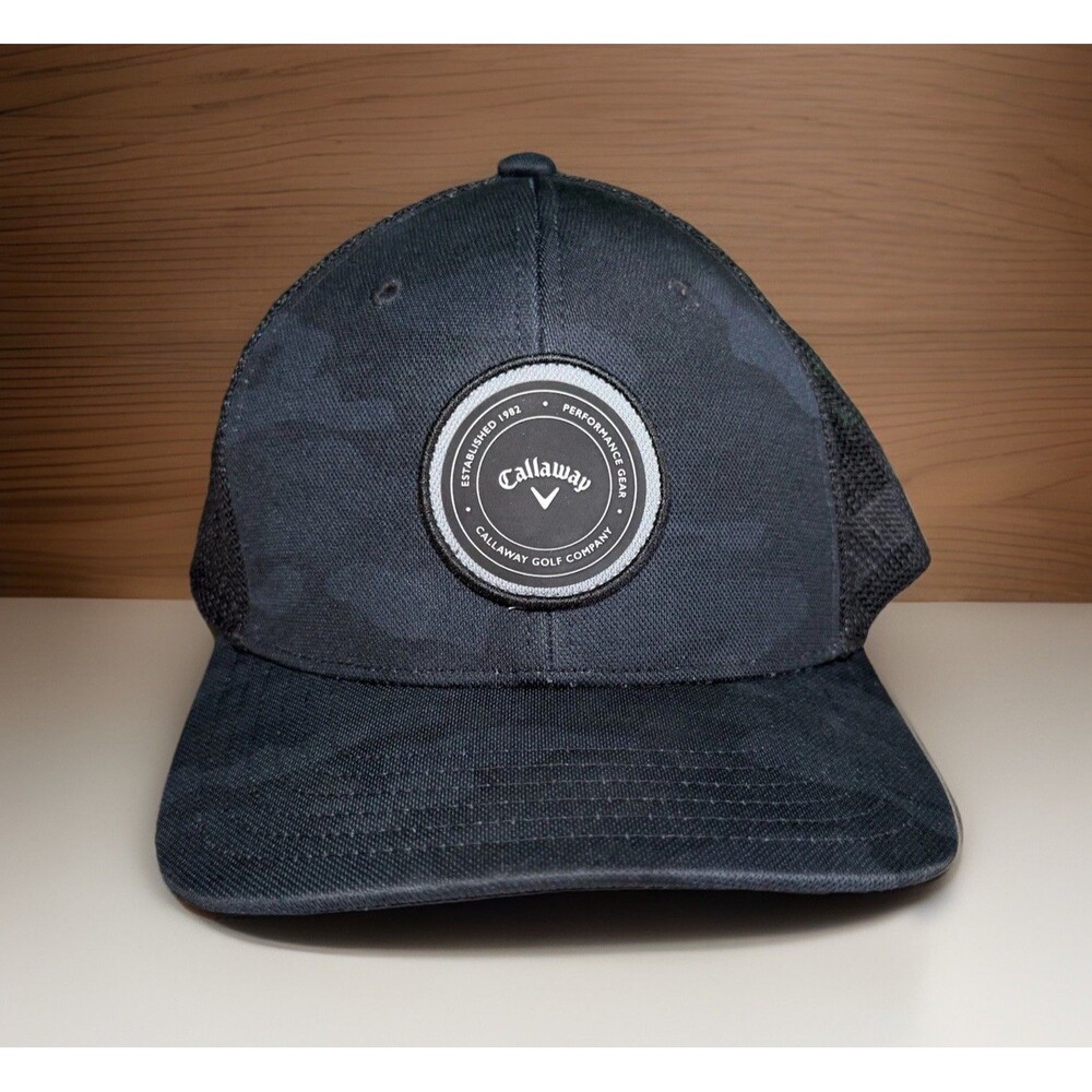 Callaway Golf Hat Black Camo Golf Trucker Cap Adjustable Snapback Mens One Size